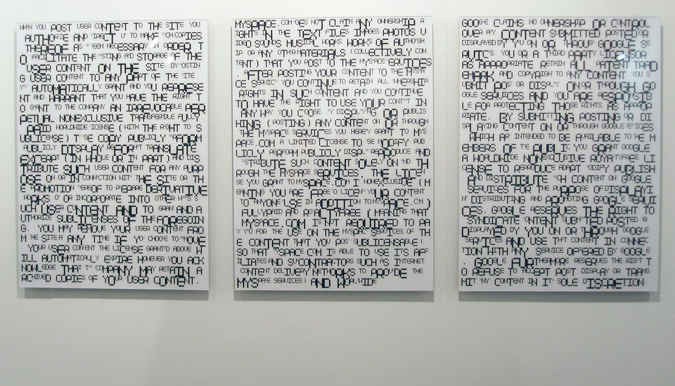 TERMS & CONDITIONS exhibition view, 2009, Miami